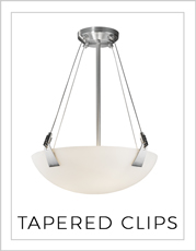 Pendant Bowl Lights with Tapered Clips on White Background