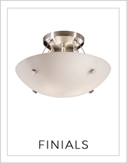 Finials Semi-Flush Bowl Light on White Background