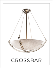 Crossbar Pendant Bowl Light on White Background