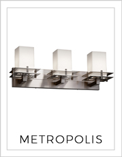 Metropolis Bath Bar Lights on White Background