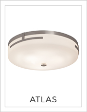 Atlas Flush-Mount Light on White Background