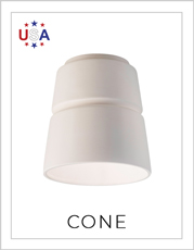 Ceramic Cone Flush-Mount Light on White Background