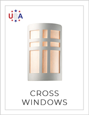 Ceramic Cross Windows Wall Sconce on White Background