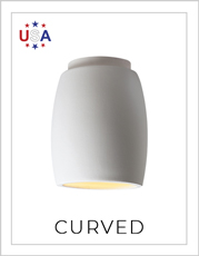 Ceramic Curved Flush-Mount Light on White Background