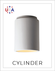 Ceramic Cylinder Flush-Mount Light on White Background