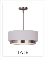 Tate Drum Pendant Light on White Background