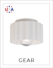 Ceramic Gear Flush-Mount Light on White Background