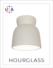 Ceramic Hourglass Flush-Mount Light on White Background