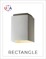 Ceramic Rectangle Flush-Mount Light on White Background