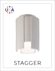 Ceramic Stagger Flush-Mount Light on White Background