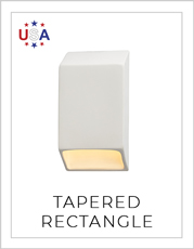 Ceramic Tapered Rectangle Wall Sconce on White Background