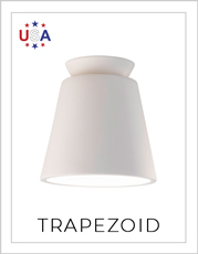 Ceramic Trapezoid Flush-Mount Light on White Background