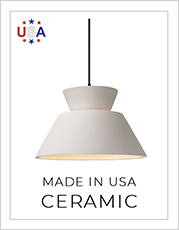 Made in USA Ceramic Pendant Light on White Background
